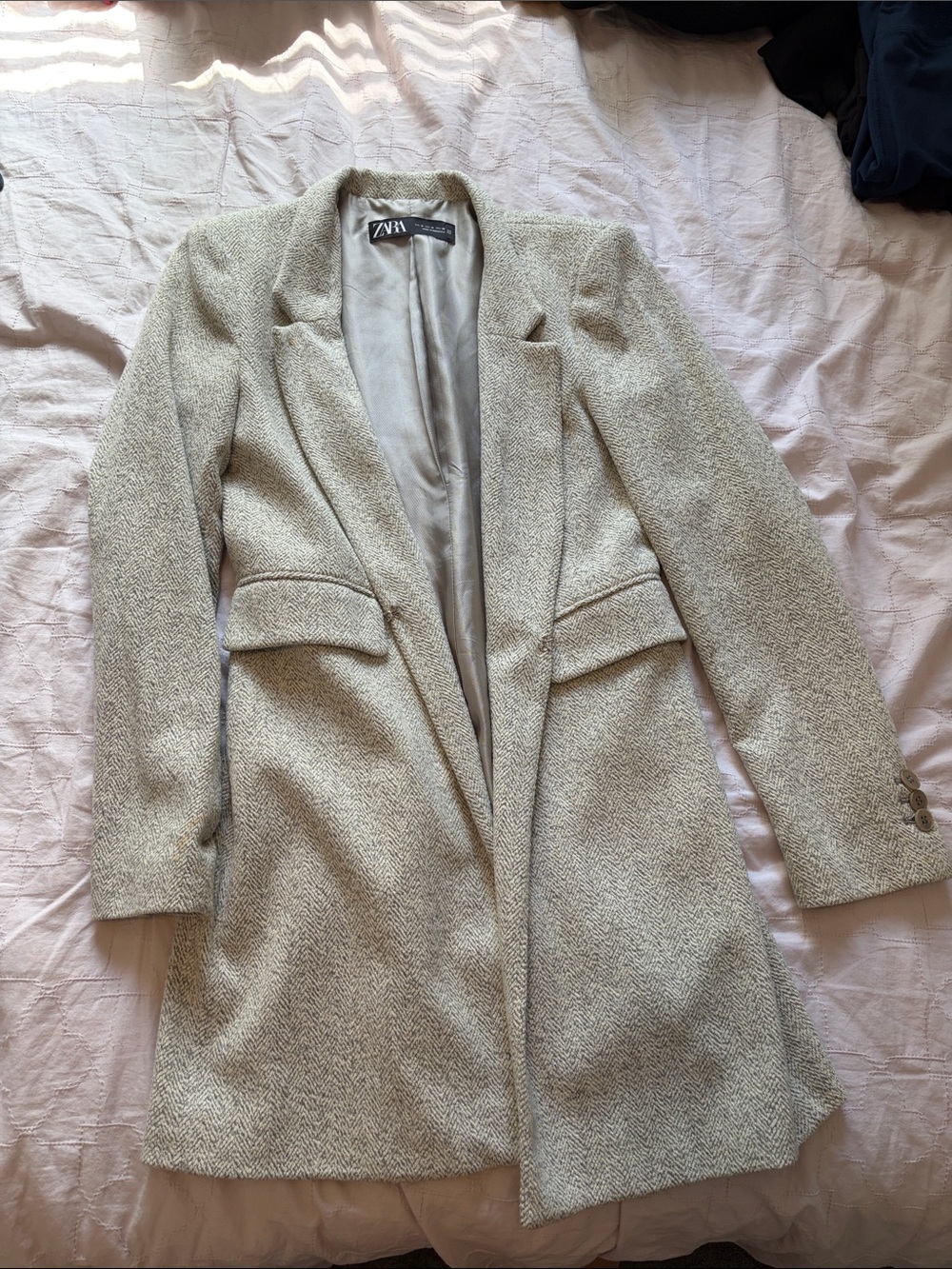ZARA Cream Tweed Trench Coat